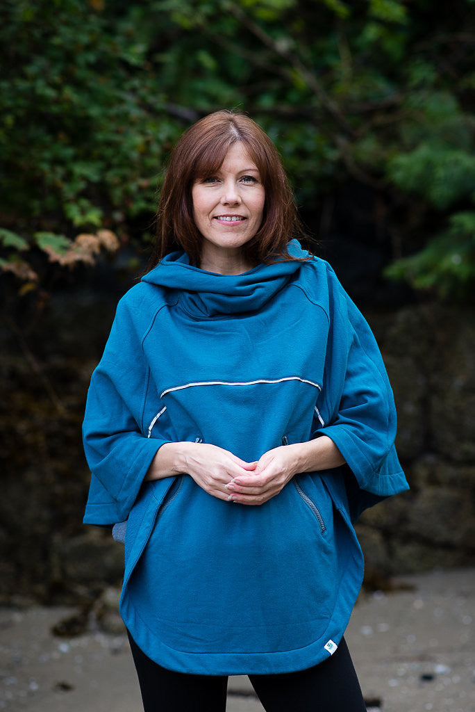 Bamboo Soft Cotton Poncho - Teal 
