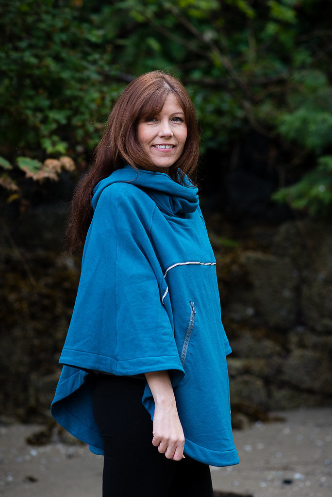 Bamboo Soft Cotton Poncho - Teal 