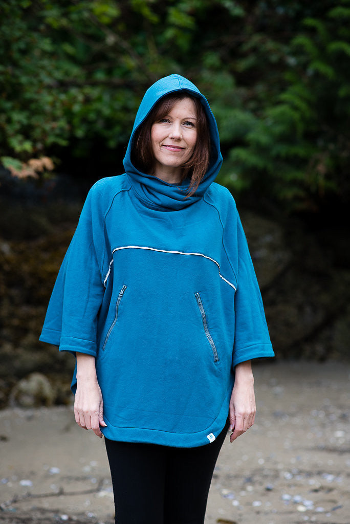 Bamboo Soft Cotton Poncho - Teal 