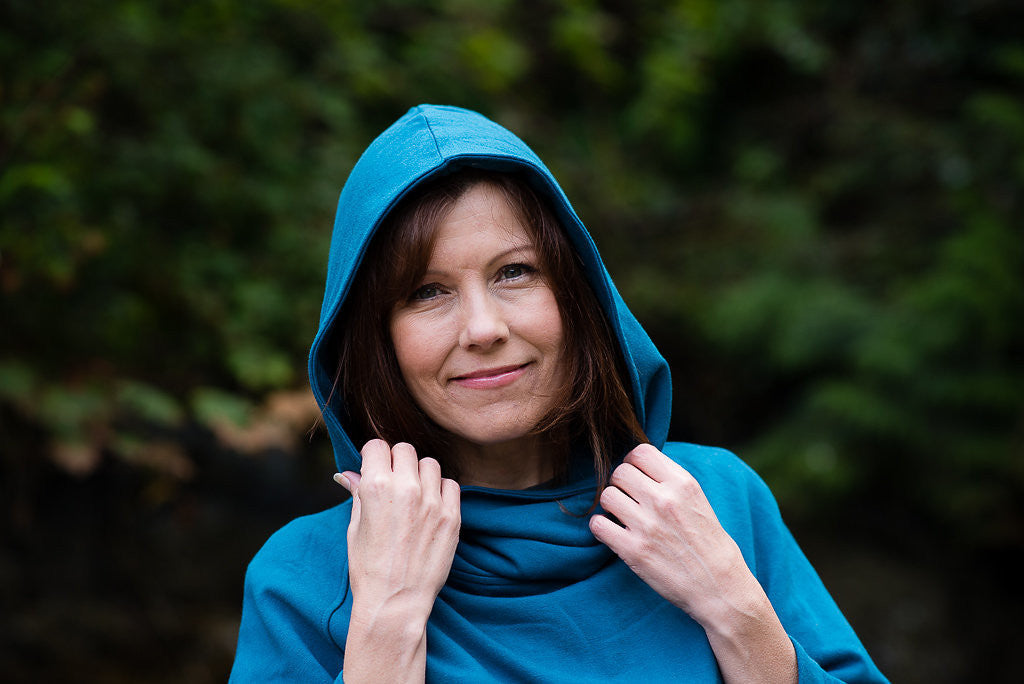 Bamboo Soft Cotton Poncho - Teal 