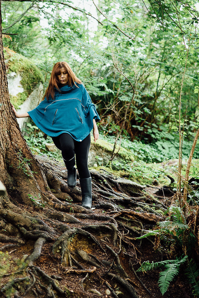 Bamboo Soft Cotton Poncho - Teal 